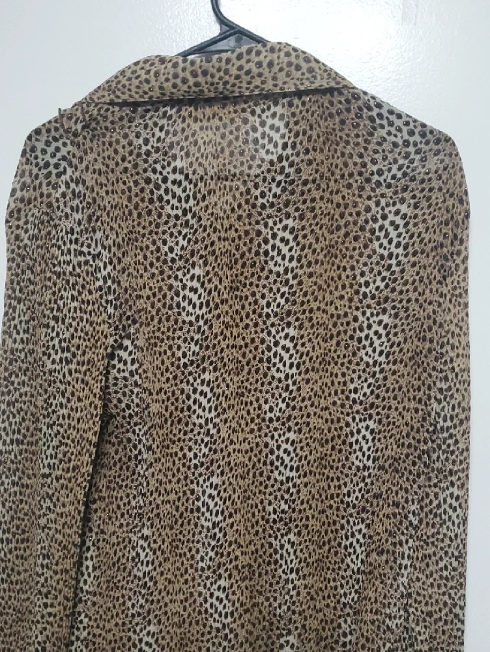 Leopard Print Ruffle Button-Front Blouse - Brown - Picture 8 of 8